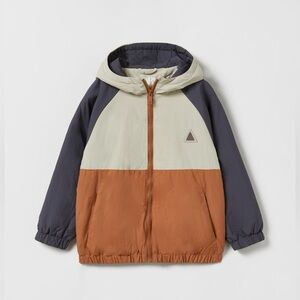 Zara Kids Colorblock Jacket - Cream, Navy, and Brown size 10